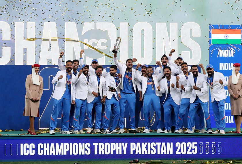 India menewaskan New Zealand dalam aksi final kejohanan kriket 'Champions Trophy' di Dubai pada Ahad. - REUTERS