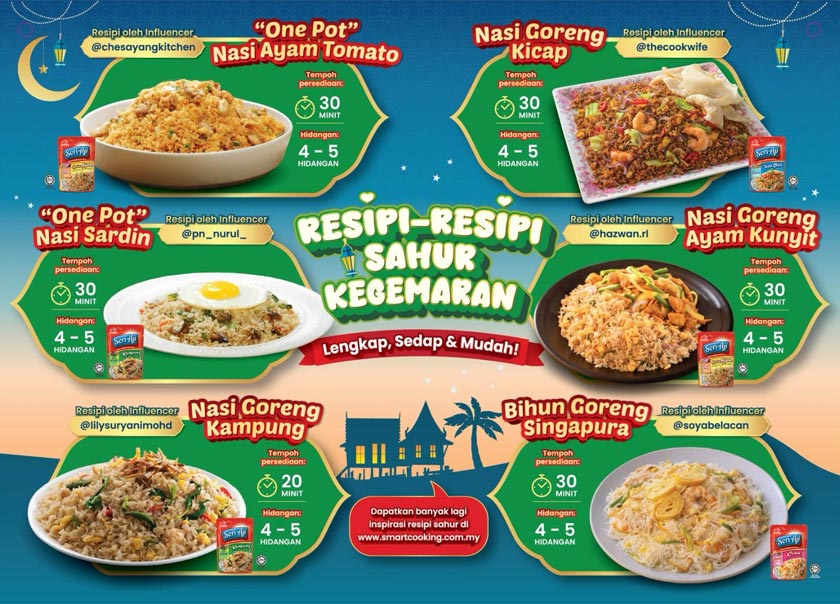 Pelbagai resipi sahur yang mudah dan enak menggunakan Seri-Aji diperkenalkan, termasuk Nasi Goreng Kampung, Bihun Goreng Singapura, dan “One Pot” Nasi Ayam Tomato. – Gambar AMB