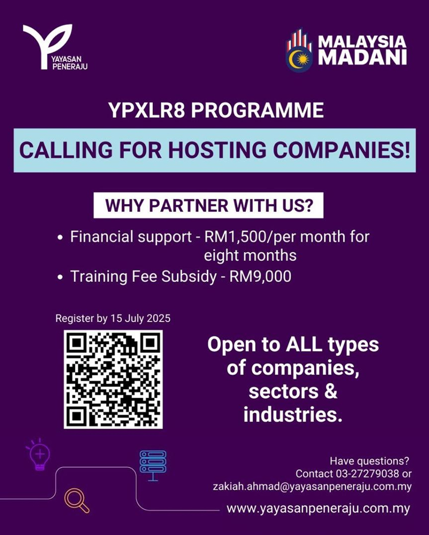 Syarikat penaja yang berminat untuk mengambil bahagian menjayakan “YPXLR8” boleh mengimbas kod QR tertera. - Foto Yayasan Peneraju