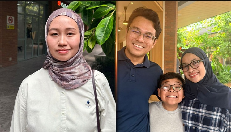 Seri Najwa (kiri) dan Muhammad Zikri serta keluarga.