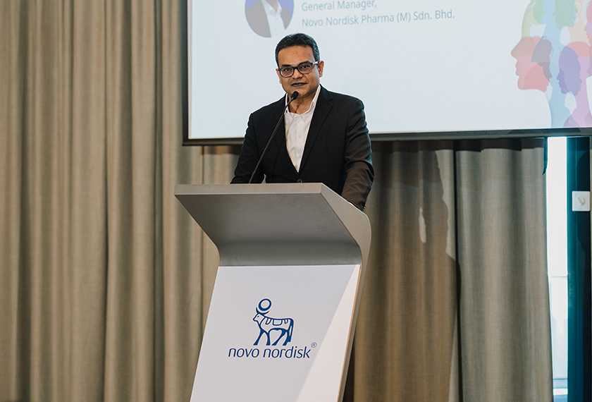 Dr. Praful Chakkarwar, General Manager of Novo Nordisk Pharma (M) Sdn.Bhd., delivering his welcome note at Novo Nordisk’s International Women’s Day and World Obesity Day media event. 
