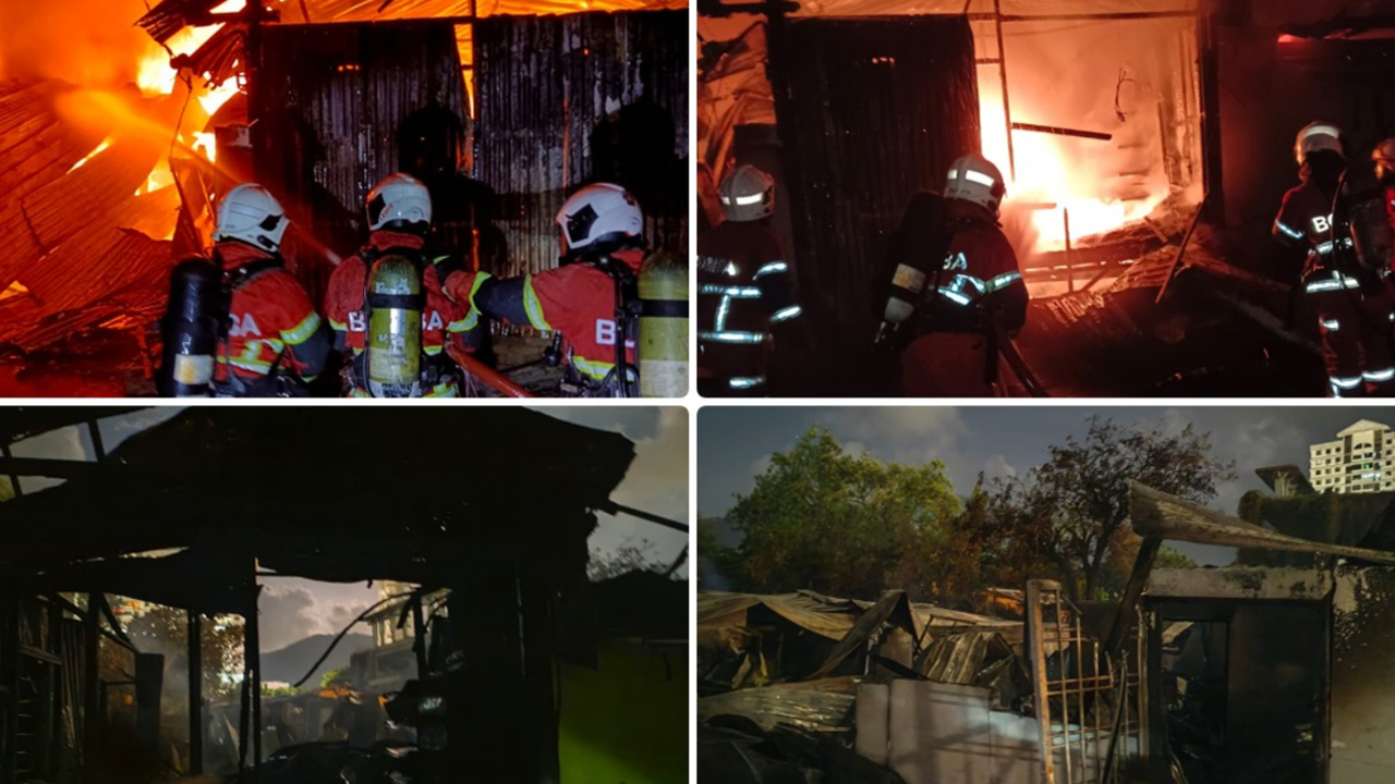 23 குடியிருப்பாளர்கள் உயிர் தப்பினர், நான்கு குடிசை வீடுகள் தீக்கிரை