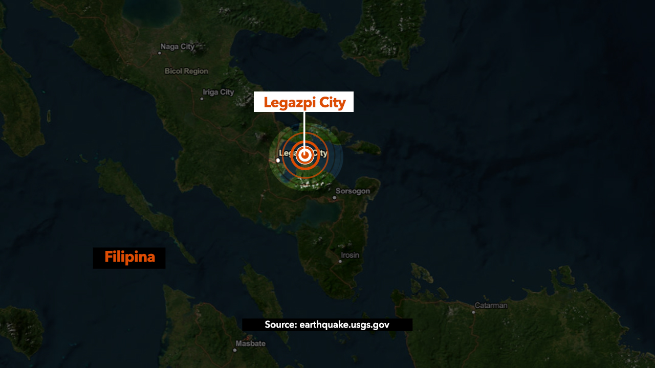 Gempa bumi berukuran 5.3 magnitud gegarkan beberapa bahagian Bicol, Filipina