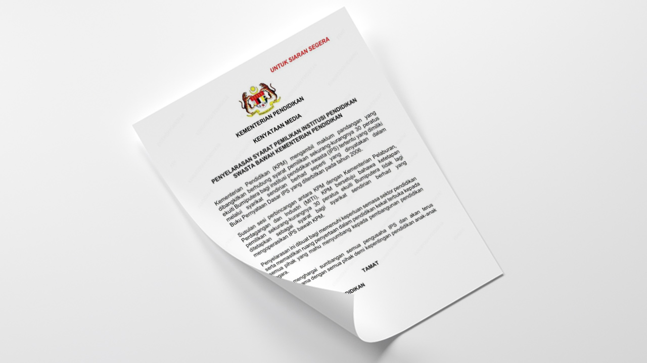 Syarat 30 peratus ekuiti Bumiputera tidak lagi ditetapkan bagi syarikat kendali IPS